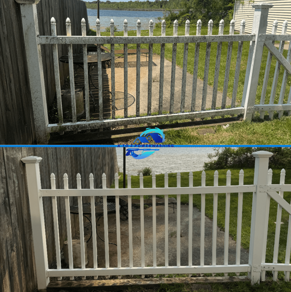 Before and after fence cleaning results