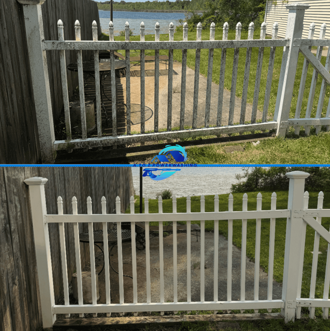 Before and after fence cleaning in Birmingham