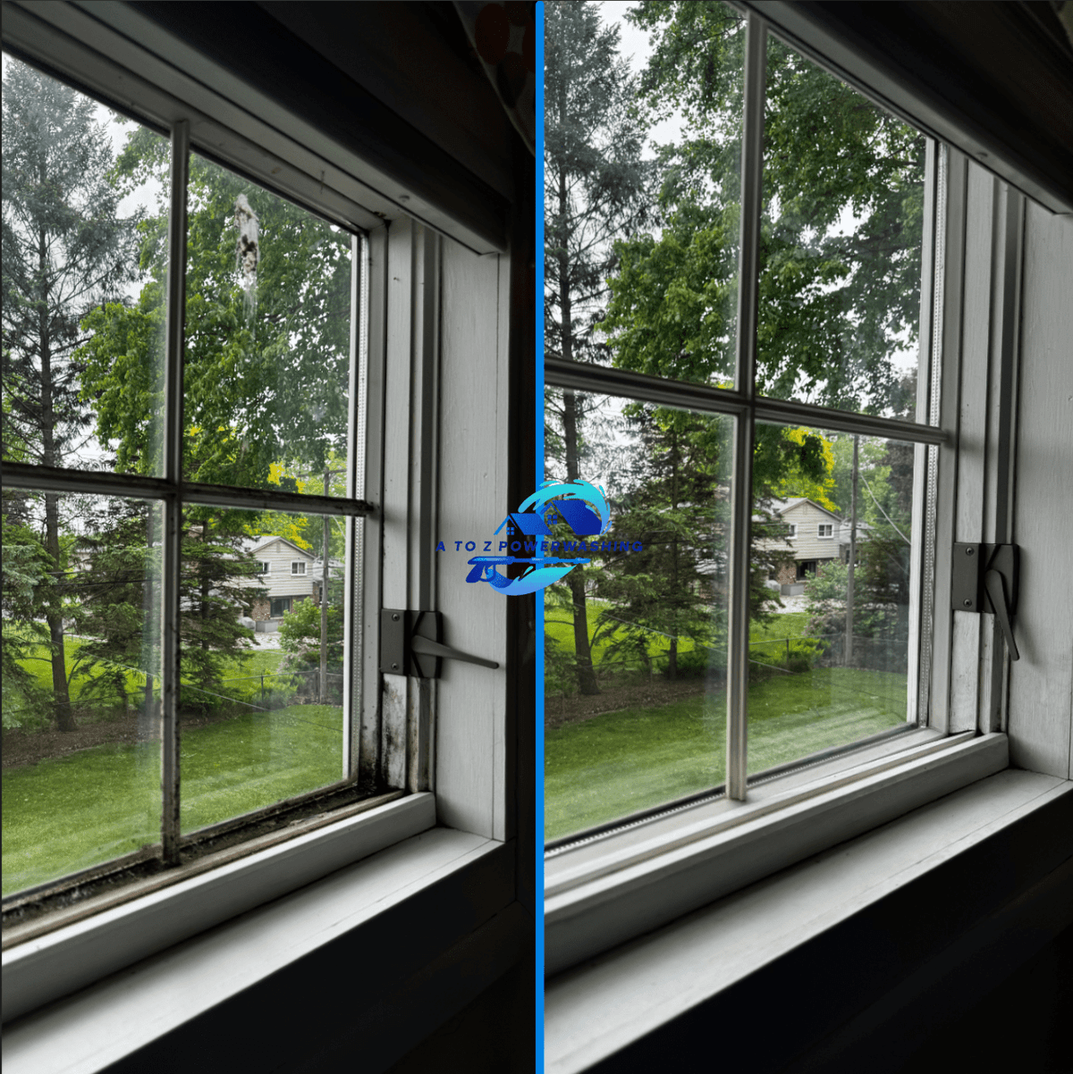 Before and after window cleaning results in Metro Detroit