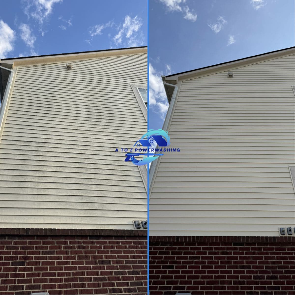 Before and after soft wash of condo vinyl siding